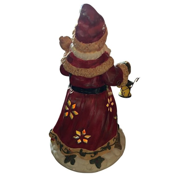 Santa Claus Figurine Lantern Design With LED Light Effects 8" T Gift - Picture 10 of 16
